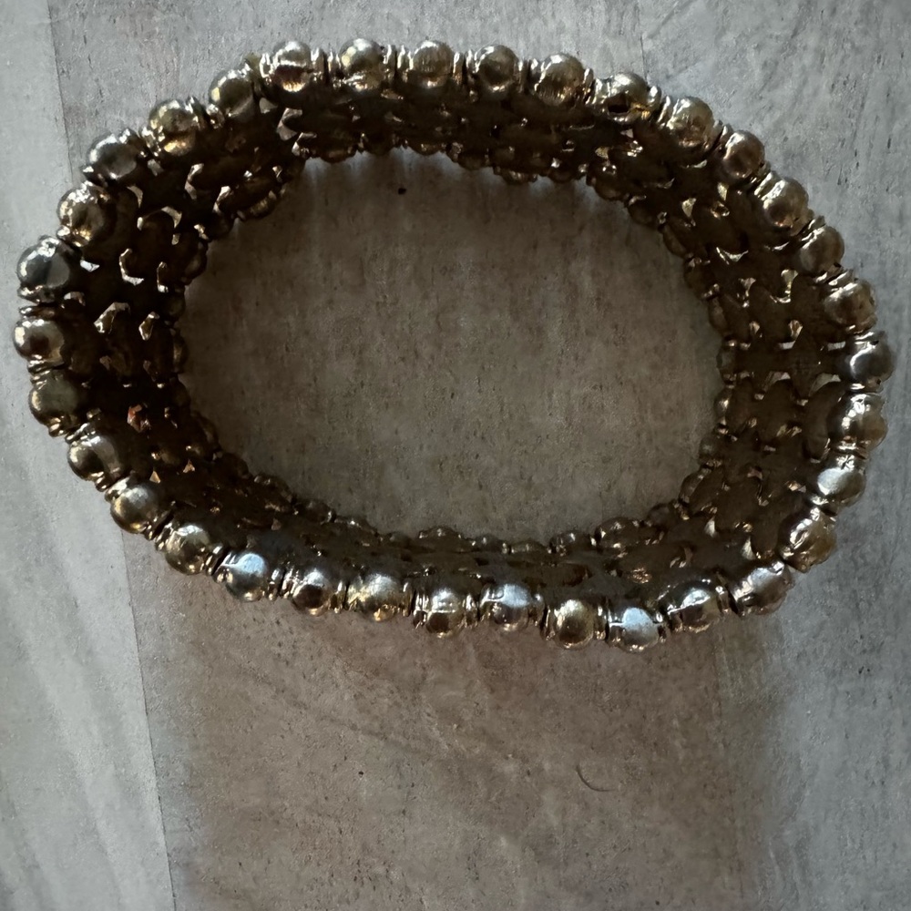 Anthropologie Gold-Tone Bracelet with Orange Accents and Clear Stones - Picture 2 of 5